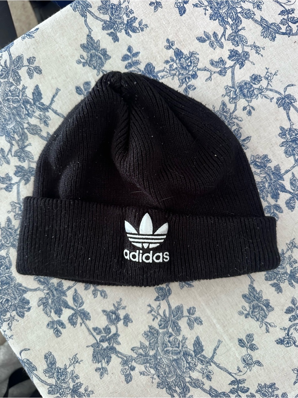 adidas Black Cuffed Beanie with White Trefoil Logo